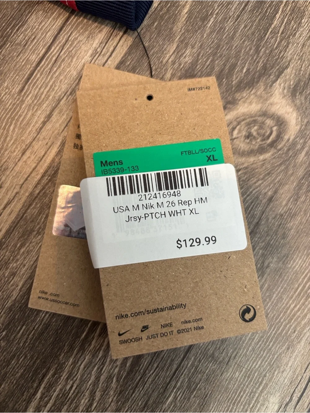 Nike White & Navy USA Soccer Jersey Tags